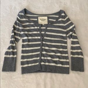 Gray and white striped cardigan